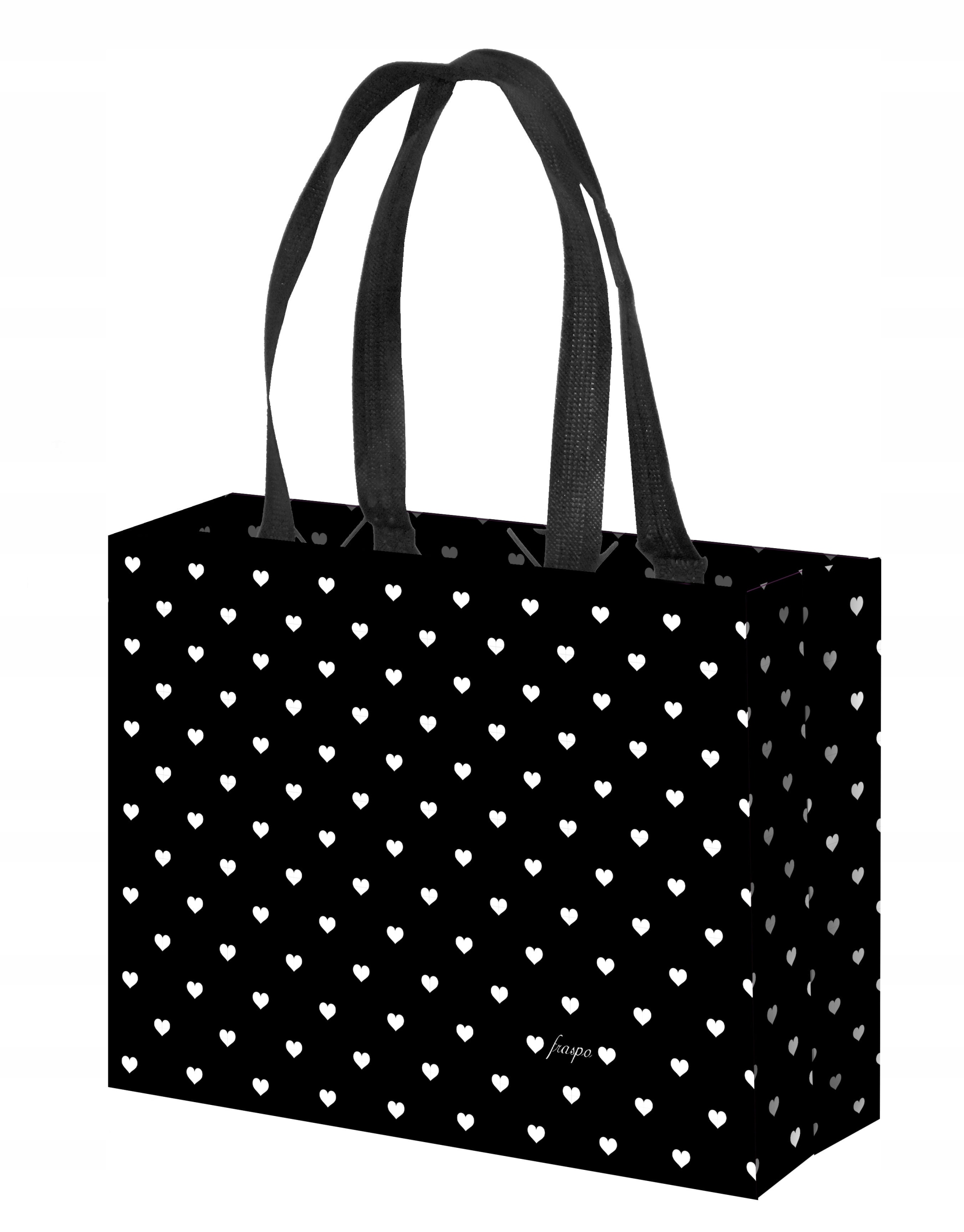

Torba Na Zakupy ultra czarna serca 34x10x25cm 8L