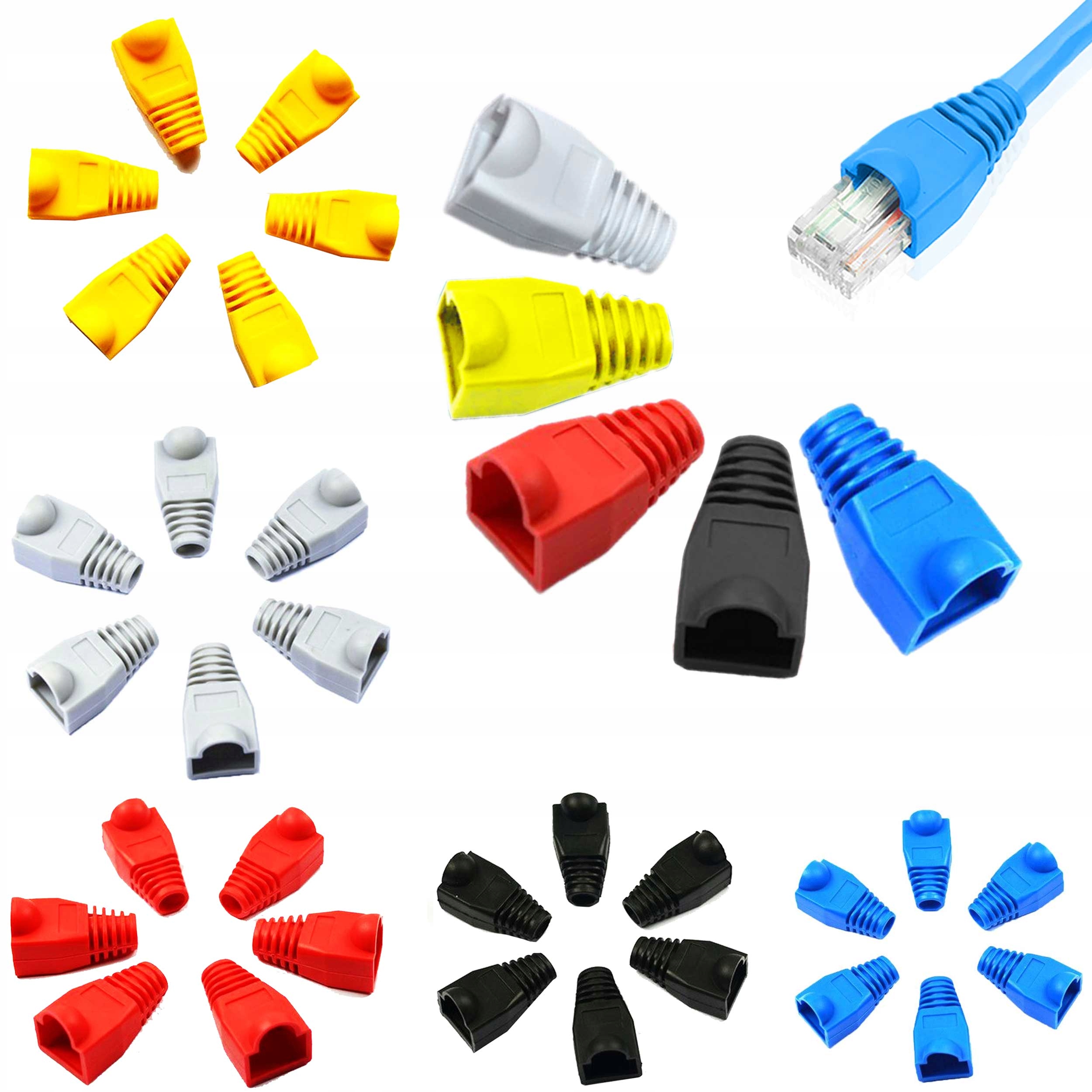 

50 Szt. Osłonki Wtyczek RJ45 MIX Kolorów