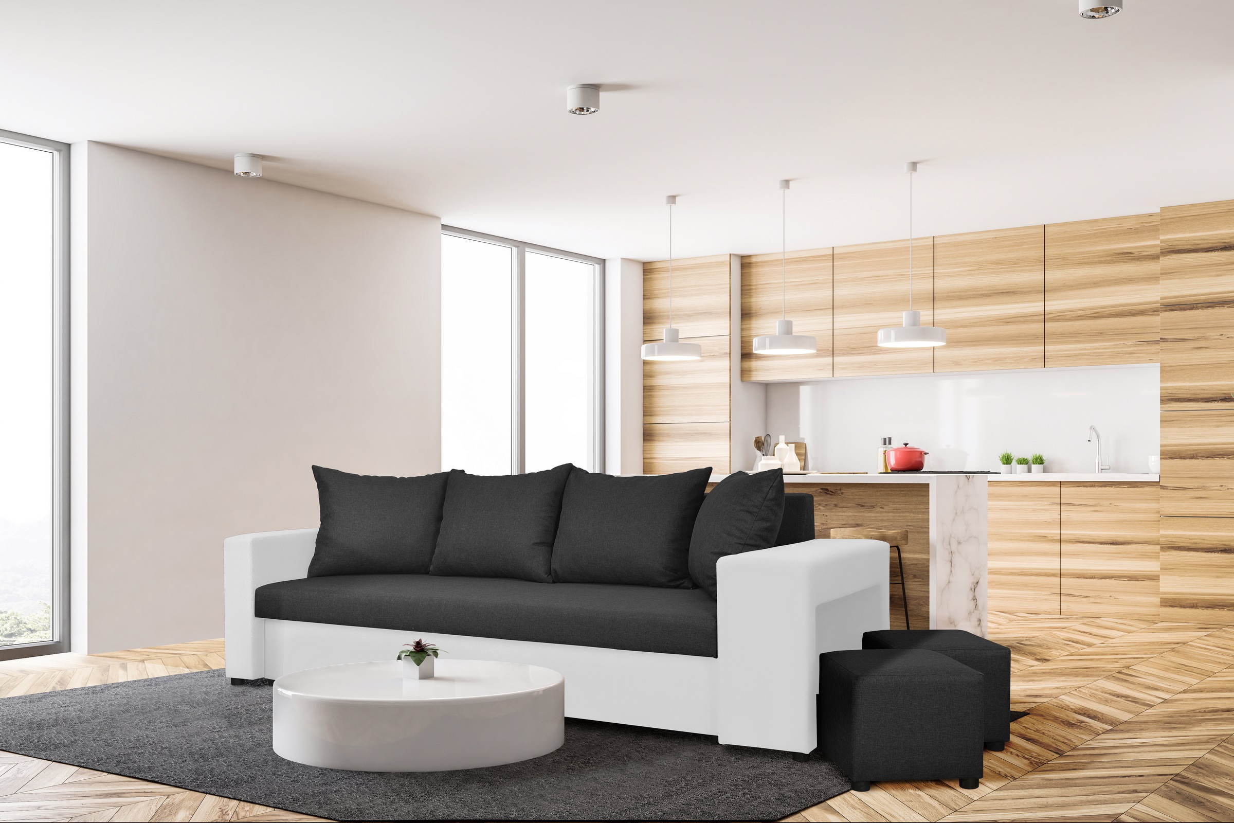 

Sofa Laura z dwiema pufami w cenie