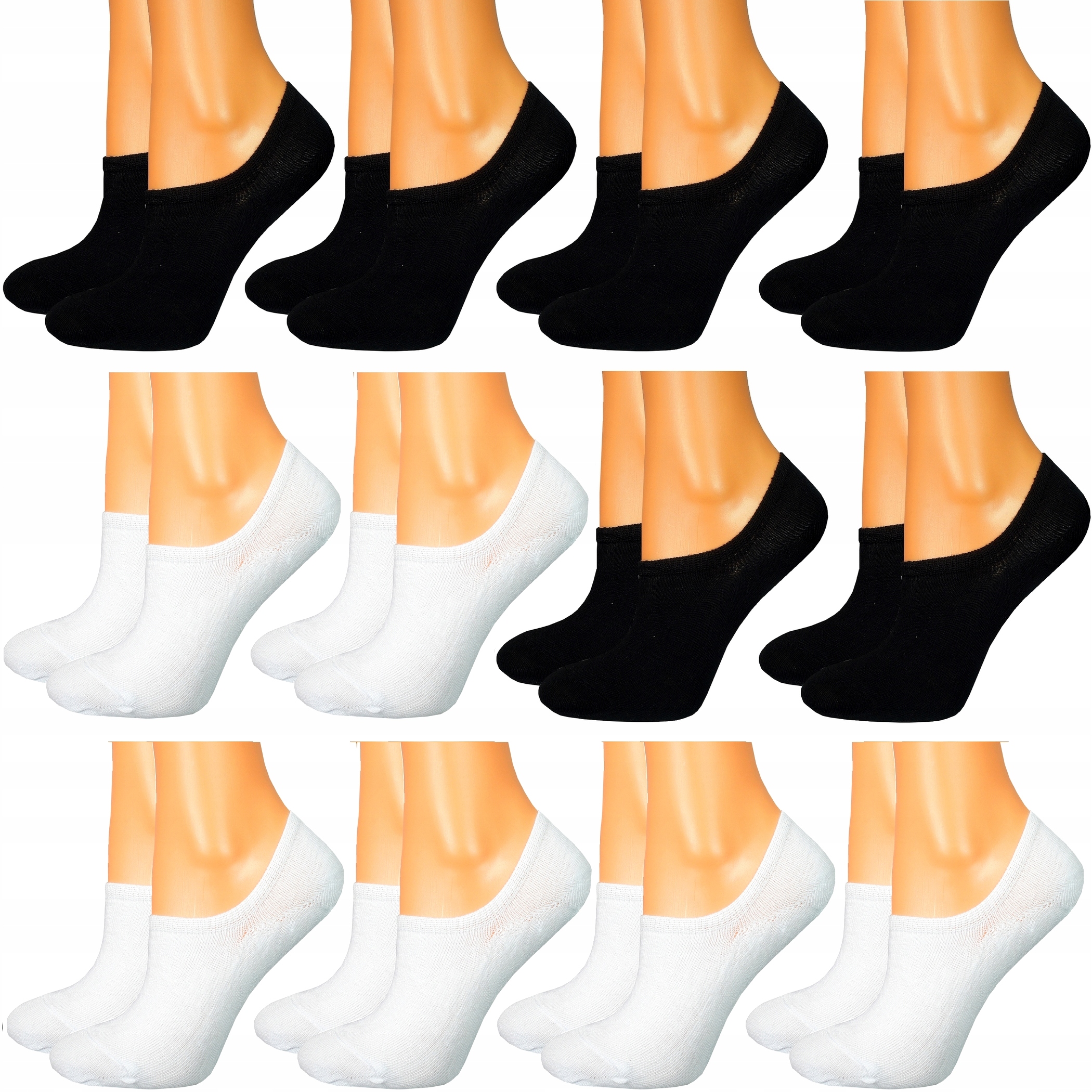 

12x Stopki Krótkie Damskie Niskie Bawełna M 39-42