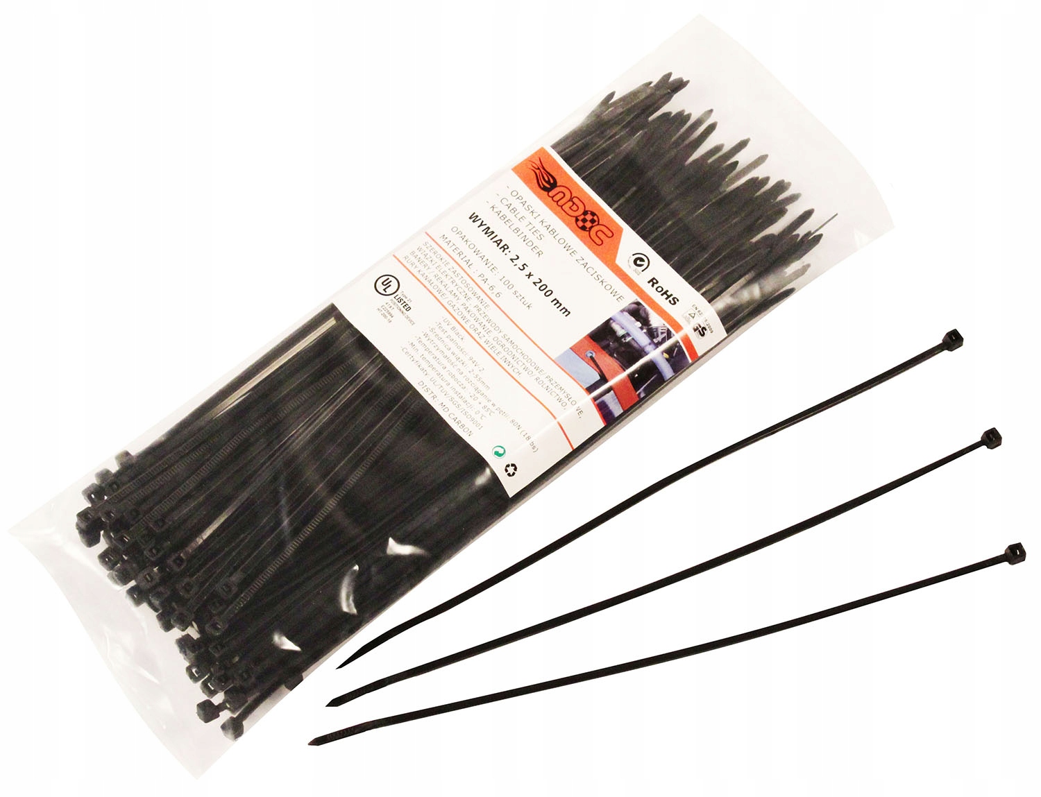 MDC ZIP-Clamps opaski zaciskowe kablowe Uv 200x2,5