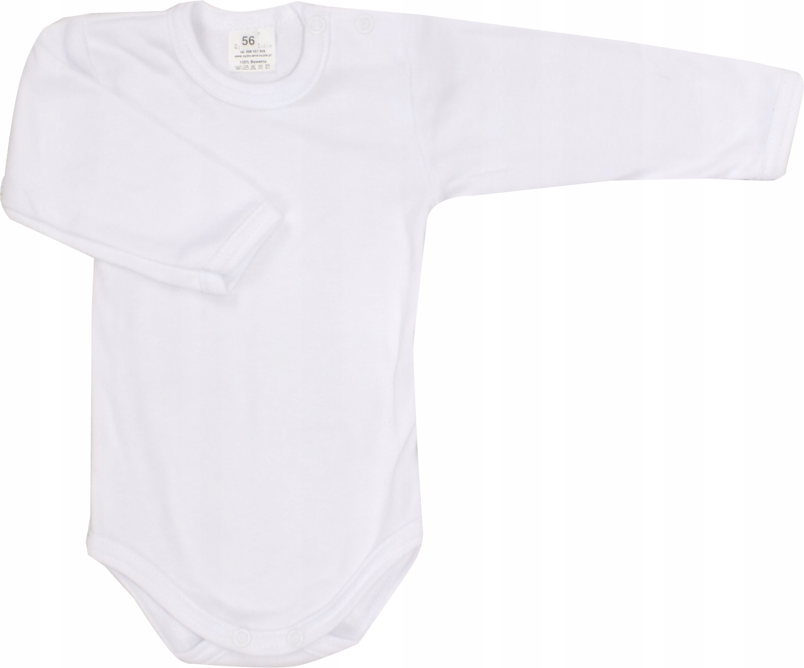 Białe Body 100% Bawełna na długi rękaw 74