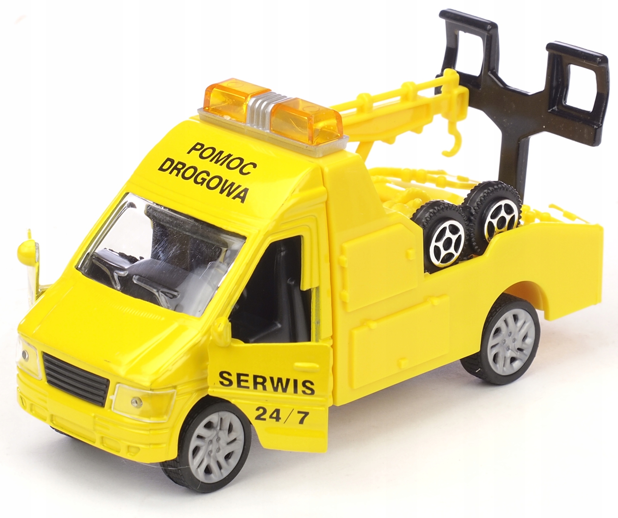 

Auto Pomoc Drogowa Laweta Napęd skala 1:34 13 cm.