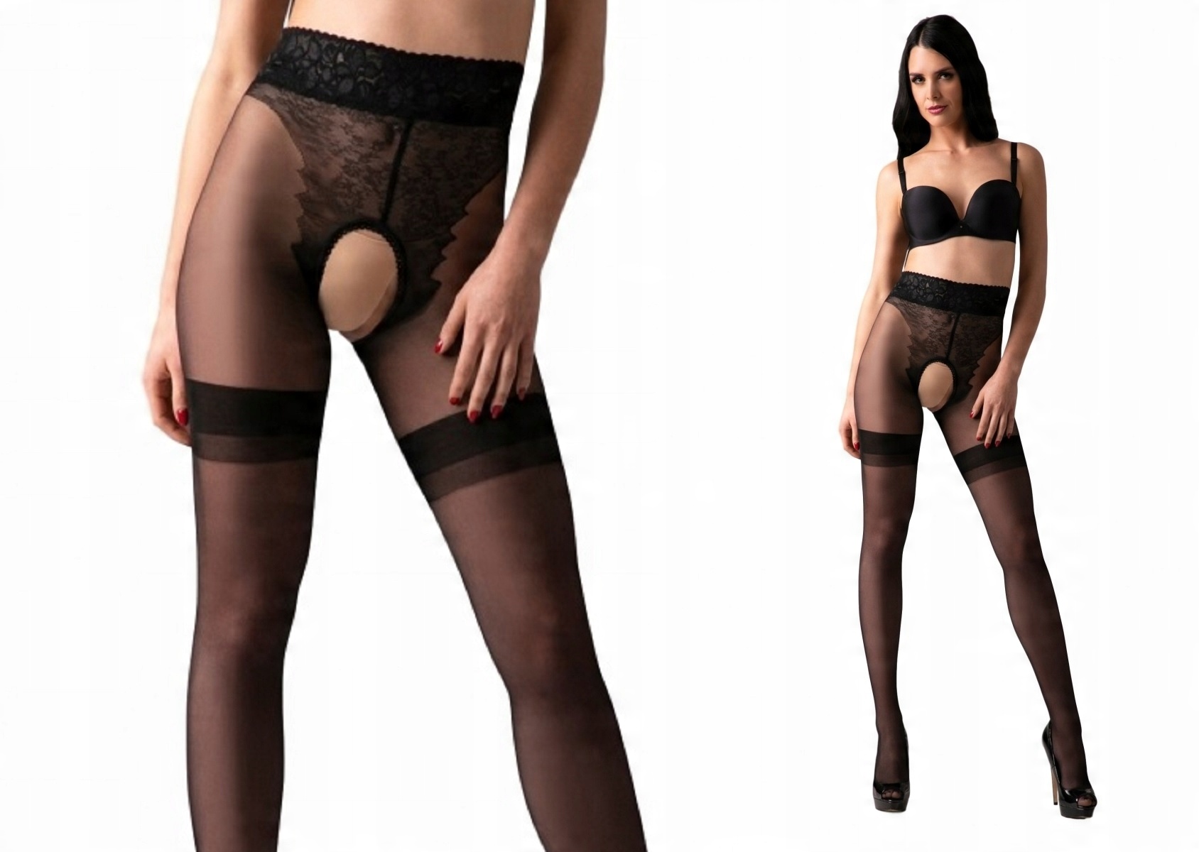 

Amour Diva 30 Den Rajstopy otwarty krok XXL black
