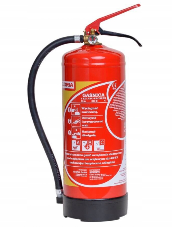 Gaśnica proszkowa Gloria 6 kg PD6-GX Abc