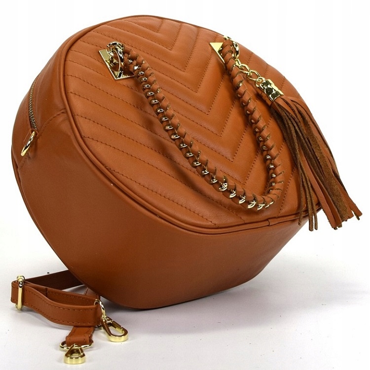 TOREBKA KUFEREK PIKOWANA SKÓRA NAT CAMEL 717D LUX Kolor brązowy