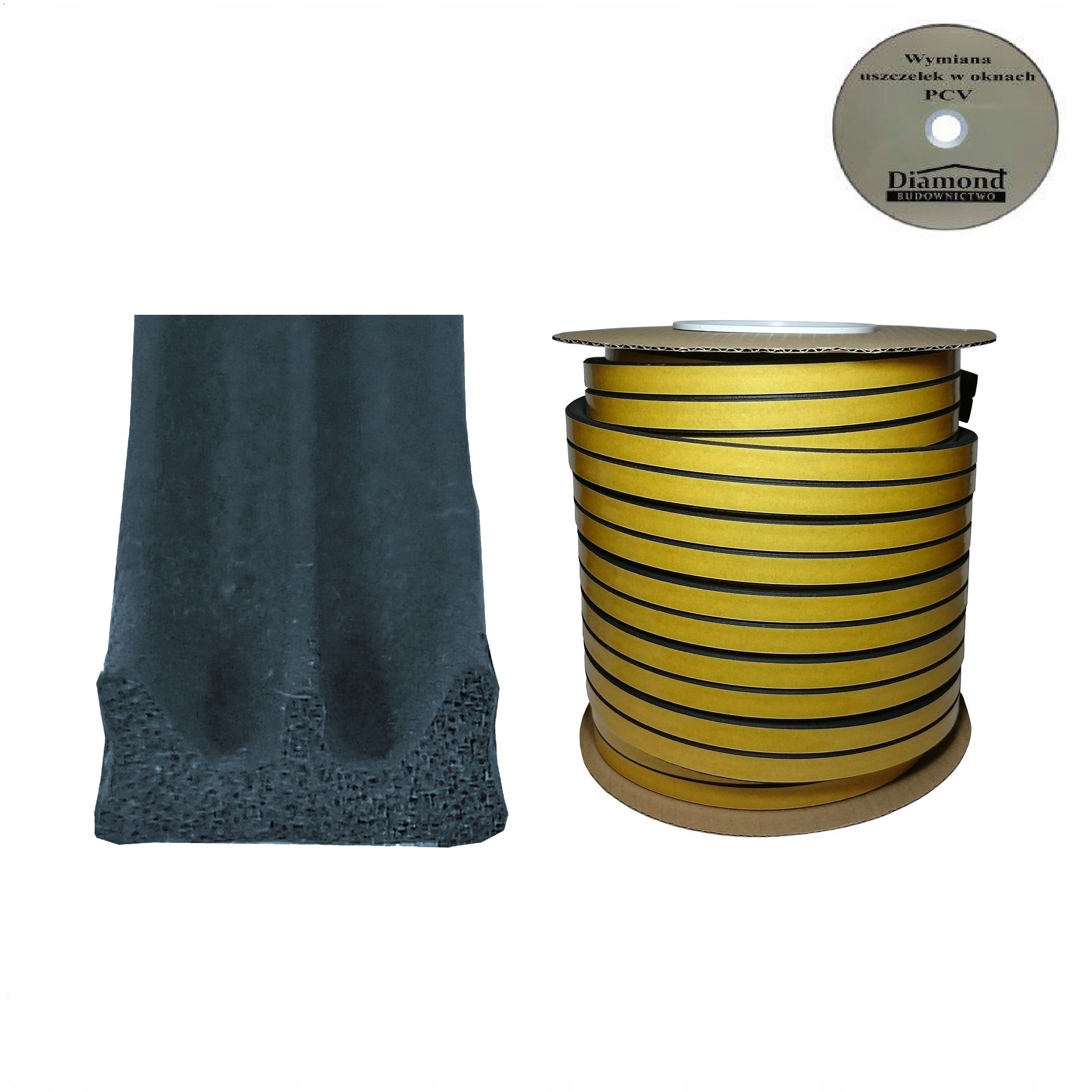 Uszczelka samoprzylepna Uszczelki samoprzylepne E 9x4 mm Czarna 150mb