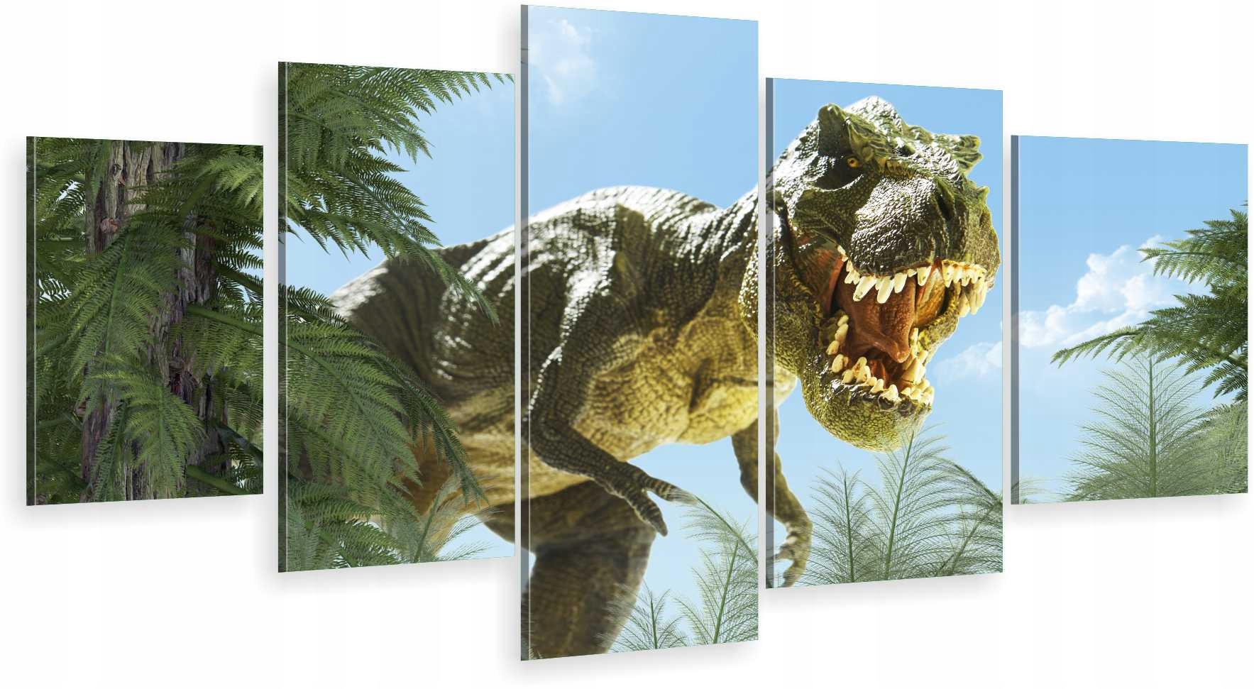 

Tryptyk 5-CZĘŚCI Na Ścianę Dinozaur Liście 980 Wz