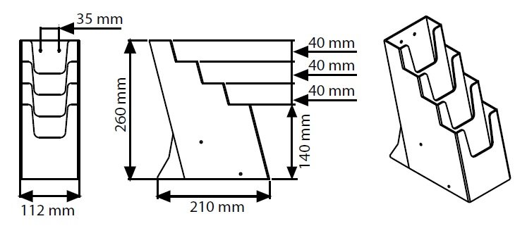 Stojak ekspozytor na ulotki 4 x DL (1/3 A4) Marka inny