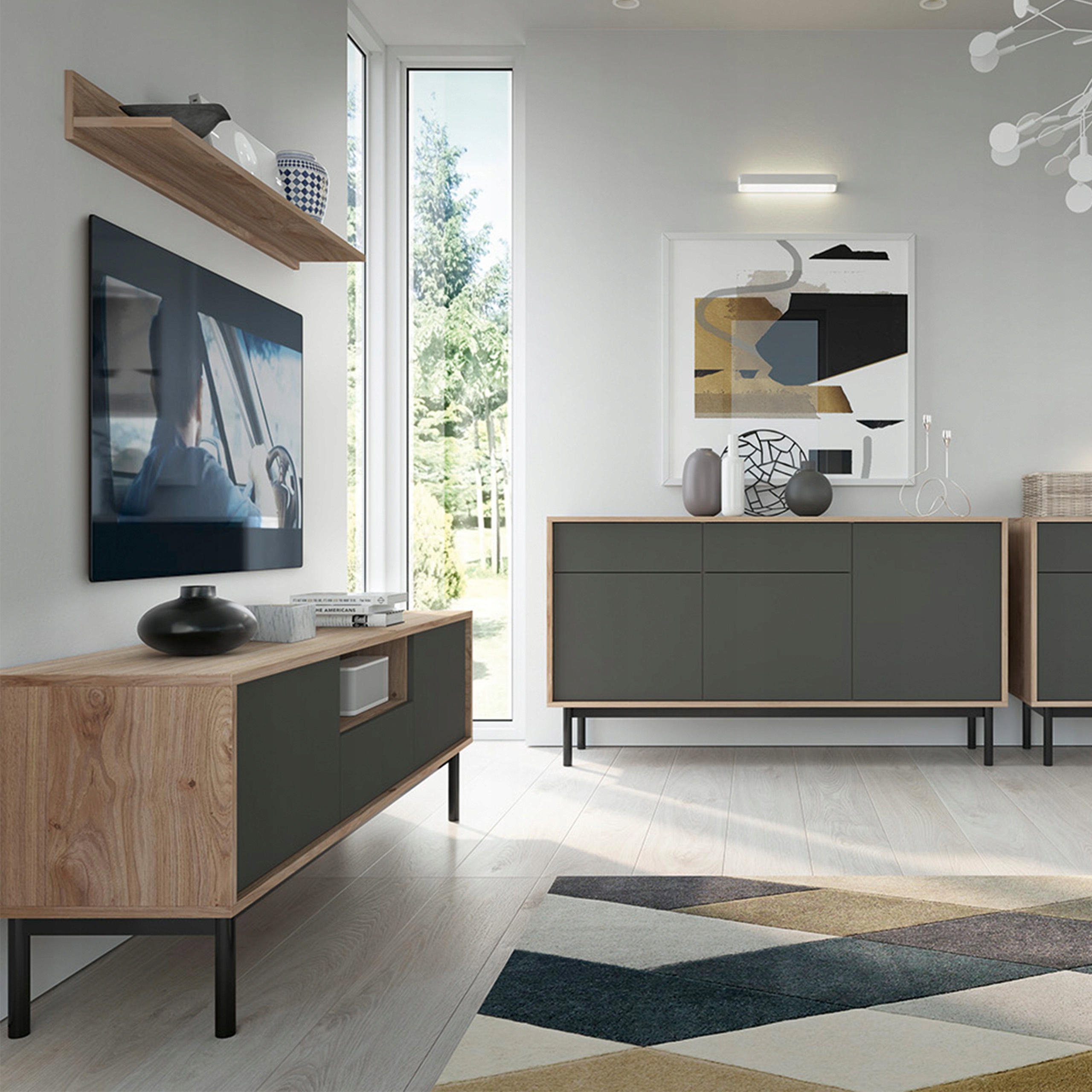 Szafka Komoda RTV FLOW 104 cm Indrustialne Meble EAN (GTIN) 5902928950021