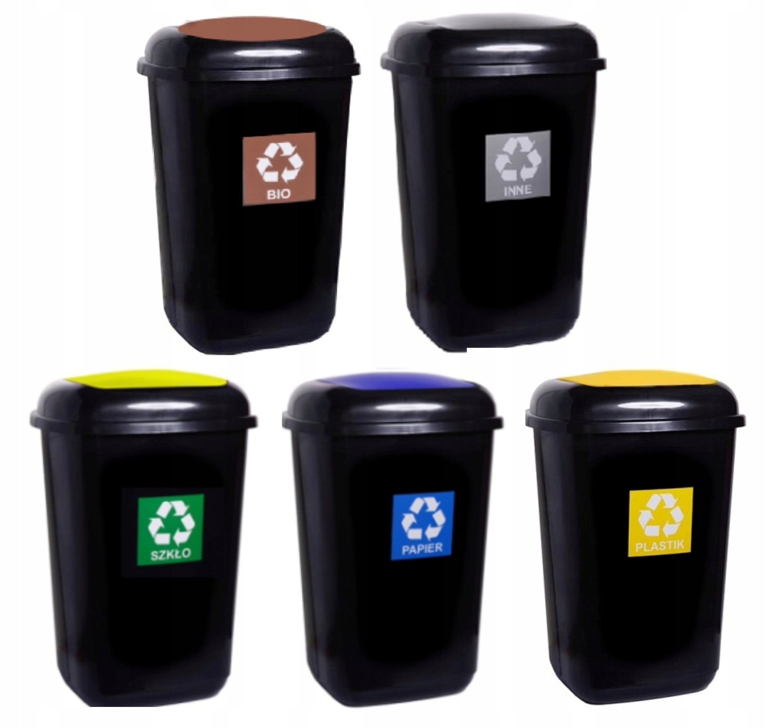 

Zestaw Pojemników Kosz Do Segregacji Śmieci 5x 12L