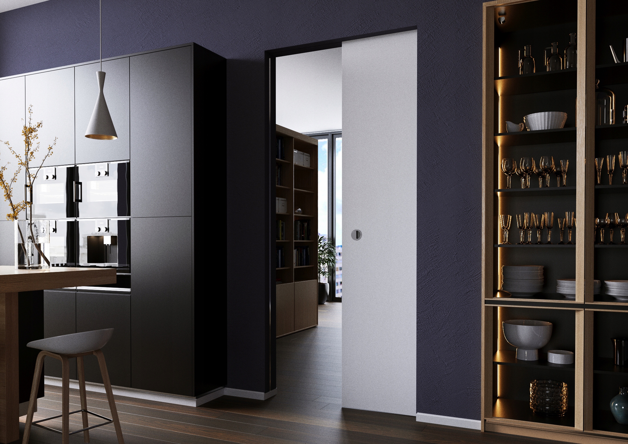 Drzwi przesuwne DRE Kaseta Estima Bezościeżnicowa Strona uniwersalne