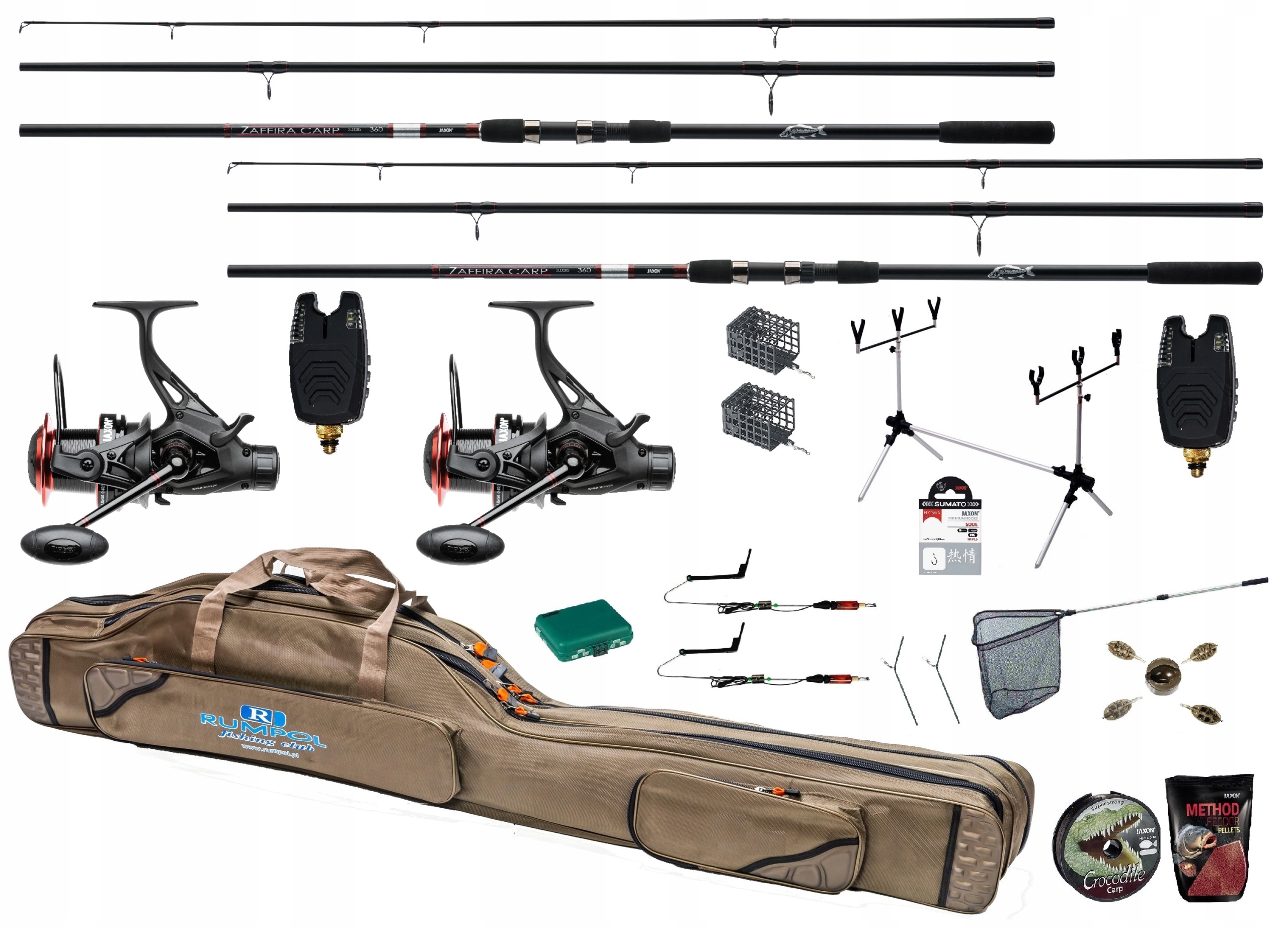 Zestaw Wędkarski Jaxon 2x Wędka karp 2x Kołowrotek