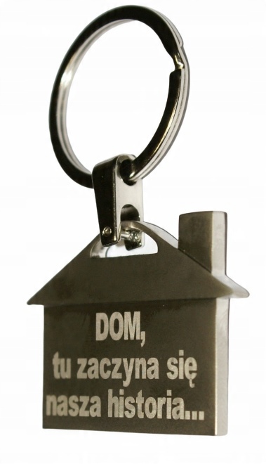 

Brelok do kluczy dom z grawerem, prezent - błysk