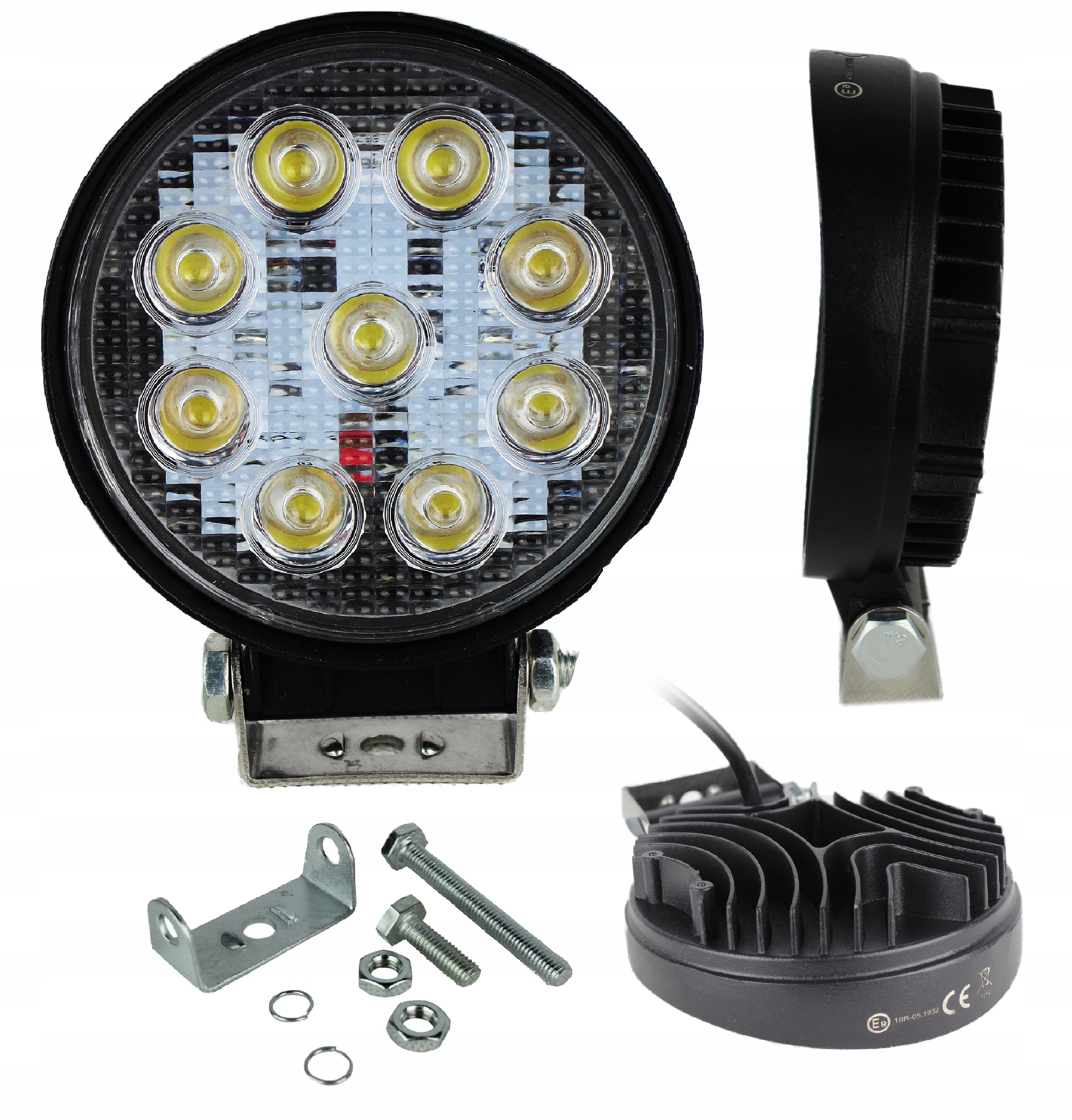 LAMPA LED ROBOCZA 9 LED HALOGEN 27W 12-24V CE HOMOLOGACJA OKRĄGŁA TRAKTOR Numer katalogowy części 77006