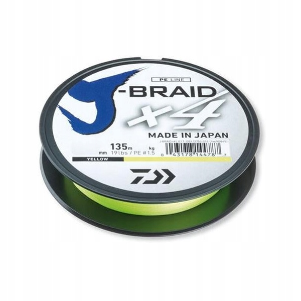 Plecionka Daiwa J-Braid X4 Żółta 0,21mm 270m
