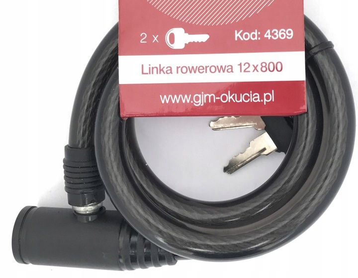 

Linka Rowerowa Spiralna Klucz Uchwyt Gjm 12x80 cm