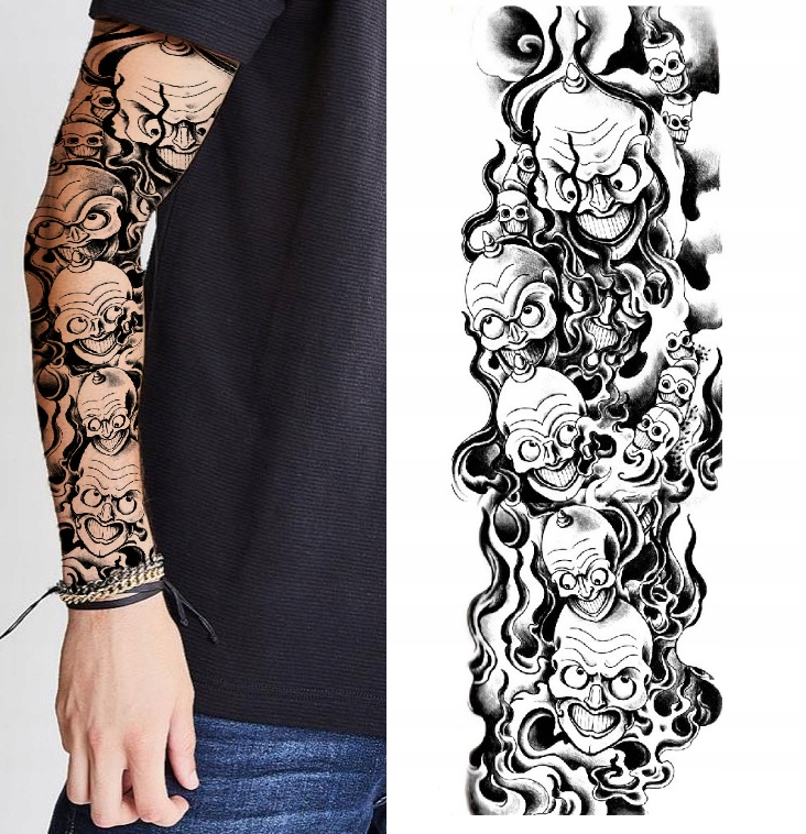 TATUAŻ ZMYWALNY rękaw tymczasowy czaszki Marka Tattooland