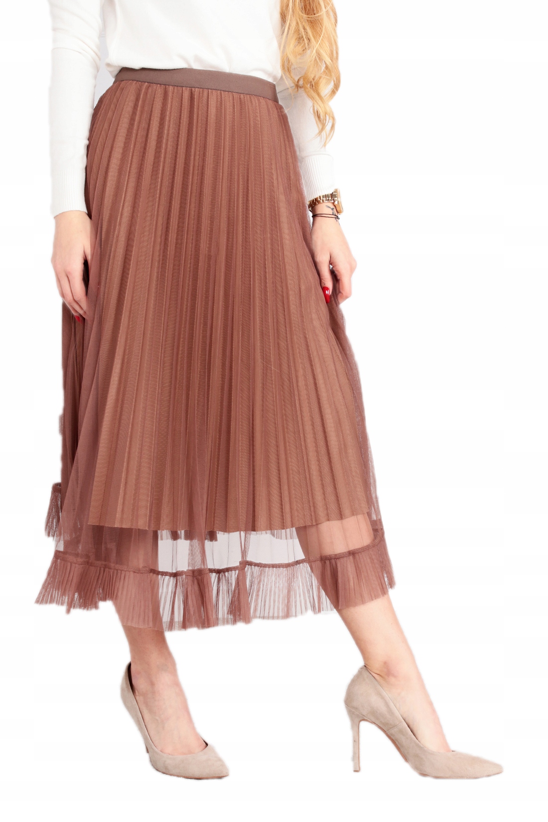 

Spódnica Maxi Falbany Plisy Na Gumce Kolory 1995