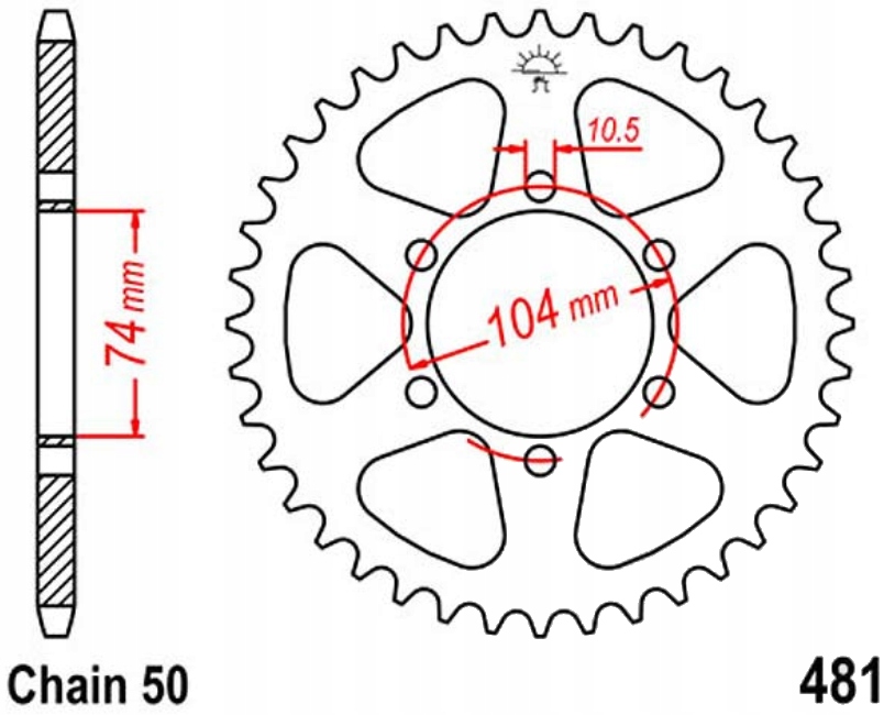 Zadní ozubené kolo Jt R481 40 42 45 Z Kawasaki Z 650 B