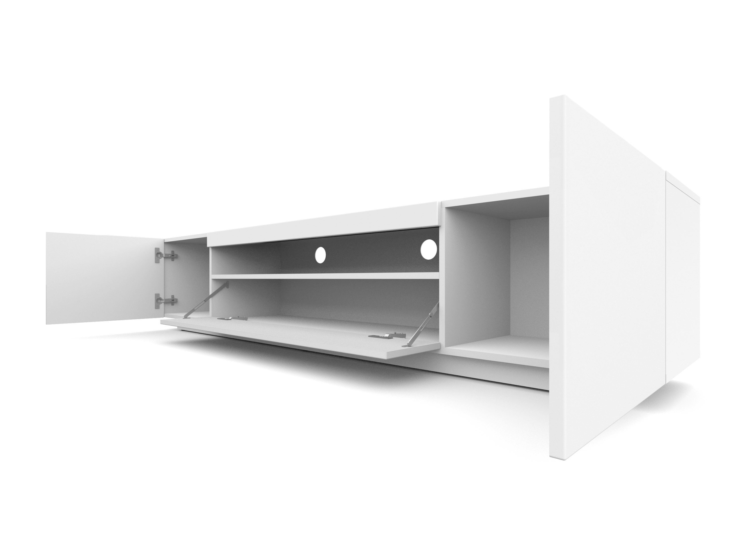 Szafka RTV 200 cm biały mat stojąca Kolekcja RTV 200