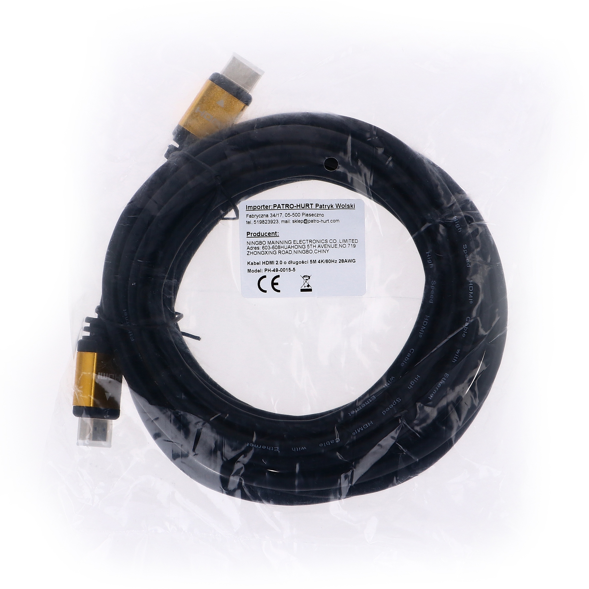 KABEL PRZEWÓD HDMI - HDMI 2.0 3M UHD 2160P 4K 60Hz 3D 48bit 18GBPS HDR 3M Marka PAWONIK