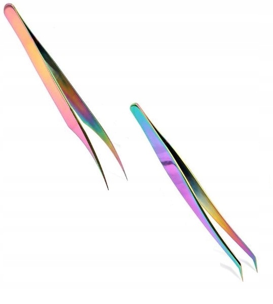 Pęseta Zestaw do Rzęs RAINBOW - 2 szt.