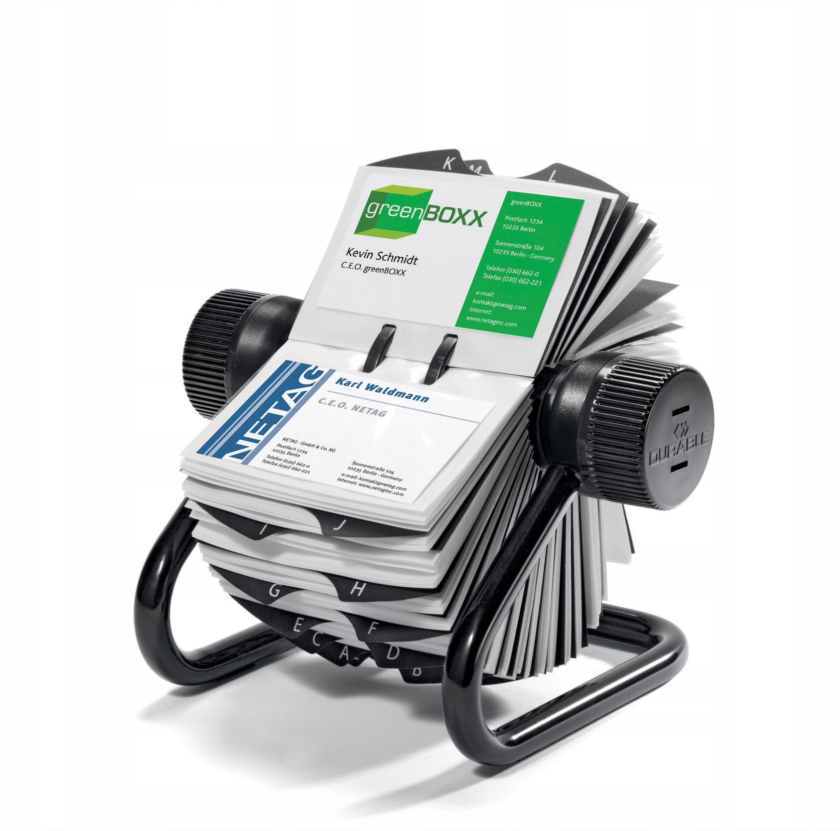 Wizytownik 400wiz. obrotowy Durable 248101 czarny koszulki na wizytówki