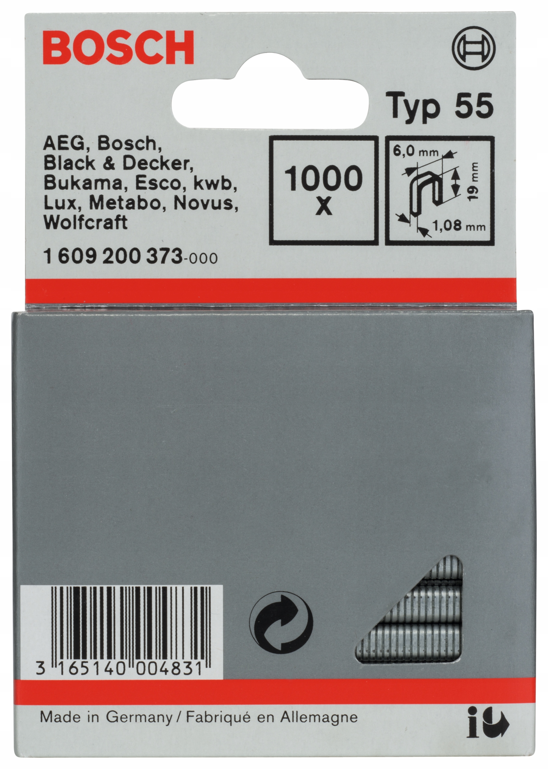 

Zszywki 19 mm Typ 55 Bosch 1000 szt.