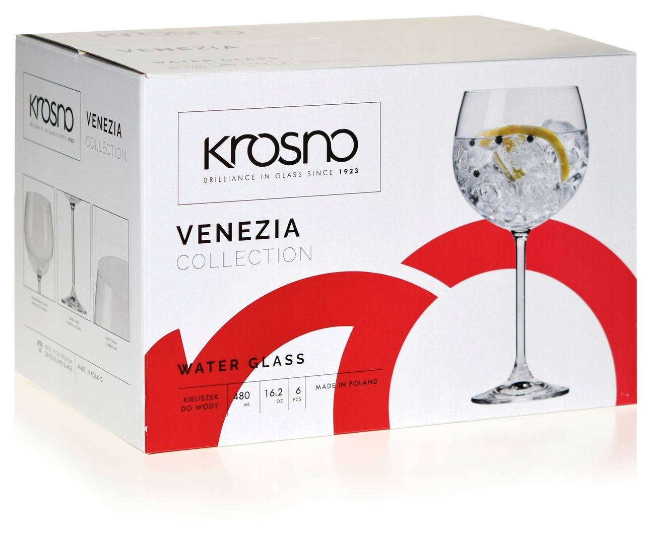 DUŻE kieliszki do wody wina KROSNO Venezia 480 ml Marka Krosno