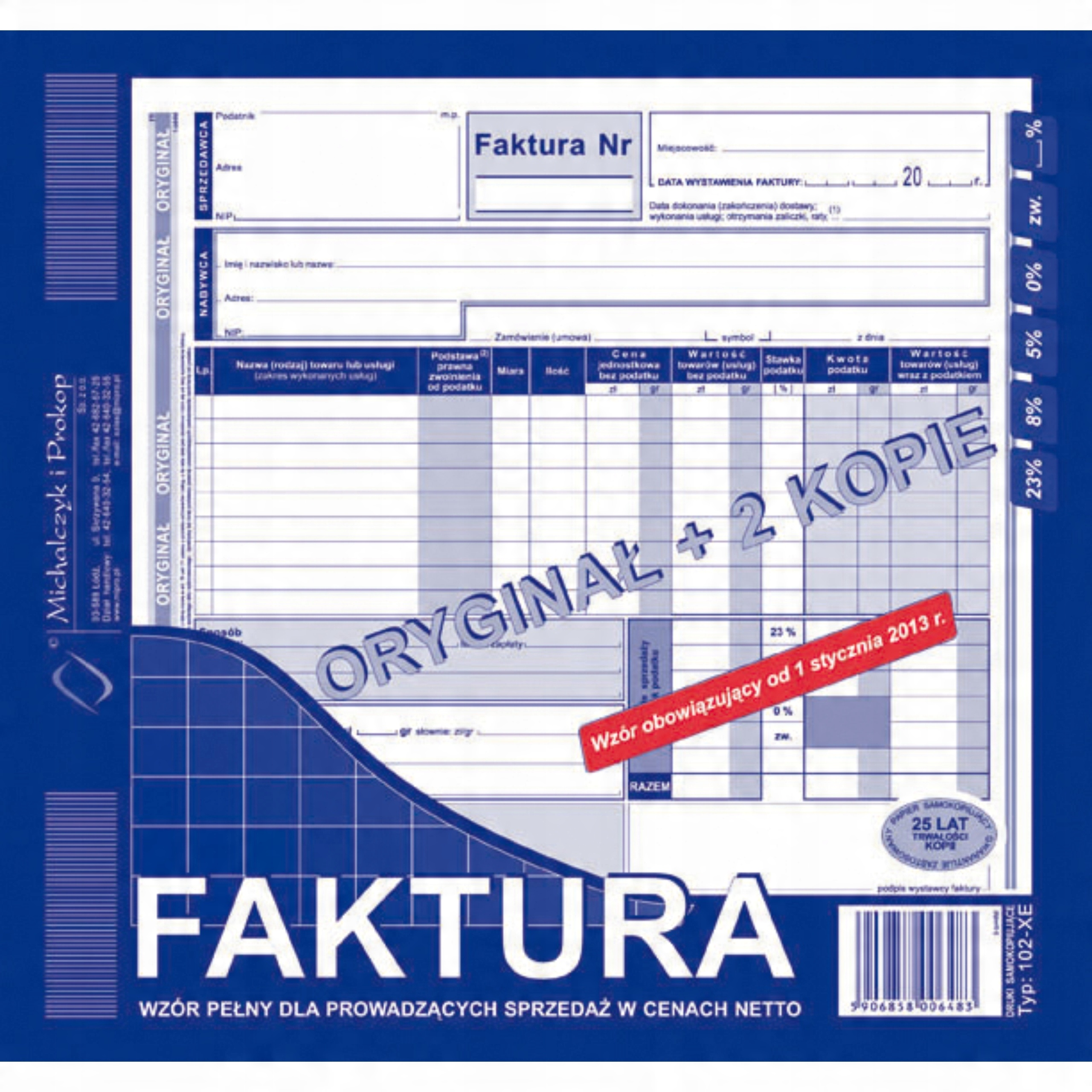 

Faktura Vat Mipro 2/3 A4 oryg. 2 kopie 102-XE