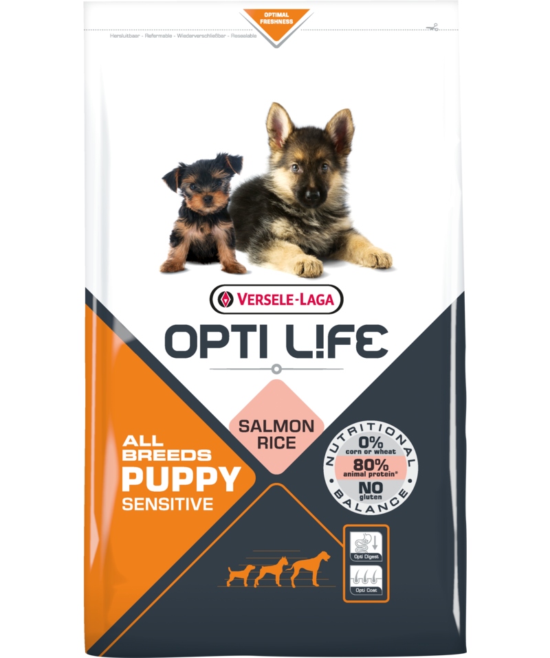 Levně Versele-Laga Versele-Laga Opti Life Puppy Sensitive Losos s rýží 12,5 kg