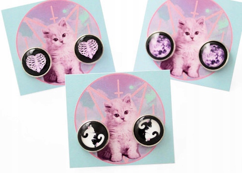 kolczyki KOTY YIN YANG pastel goth grunge KSIĘŻYC
