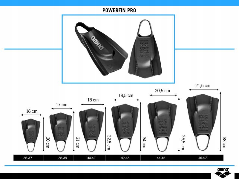 ARENA PŁETWY TRENINGOWE POWERFIN PRO ROZMIAR 46-47 Model POWERFIN PRO