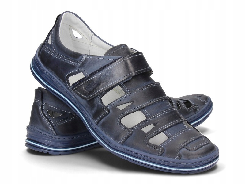 

Sandał Półbut Na Rzepy Skóra Polskie 910 Blue 44