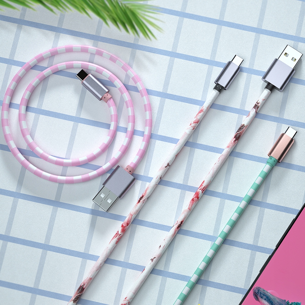 Kabel USB ESSAGER 3A TYPE-C USB-C COLORS 1m FQ01 Kolor różowy