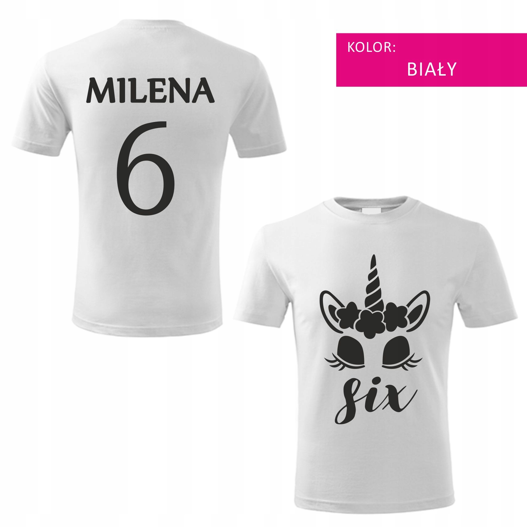 Koszulka z nadrukiem dziecięca NA URODZINY IMIĘ 6L Rozmiar 122