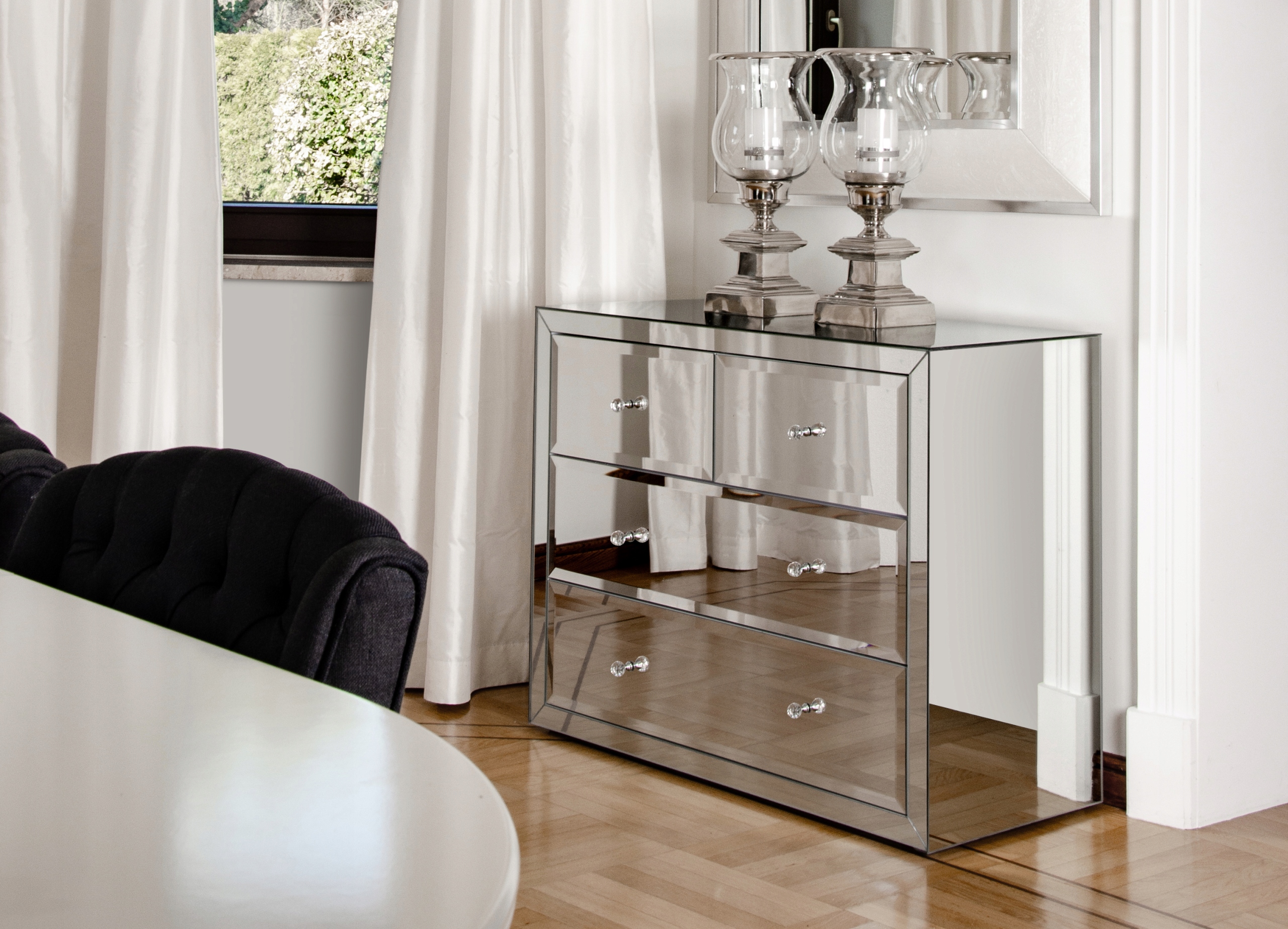 Konsola lustrzana z półką stelaż chrom BOOKLYN I Kolor mebla inny kolor