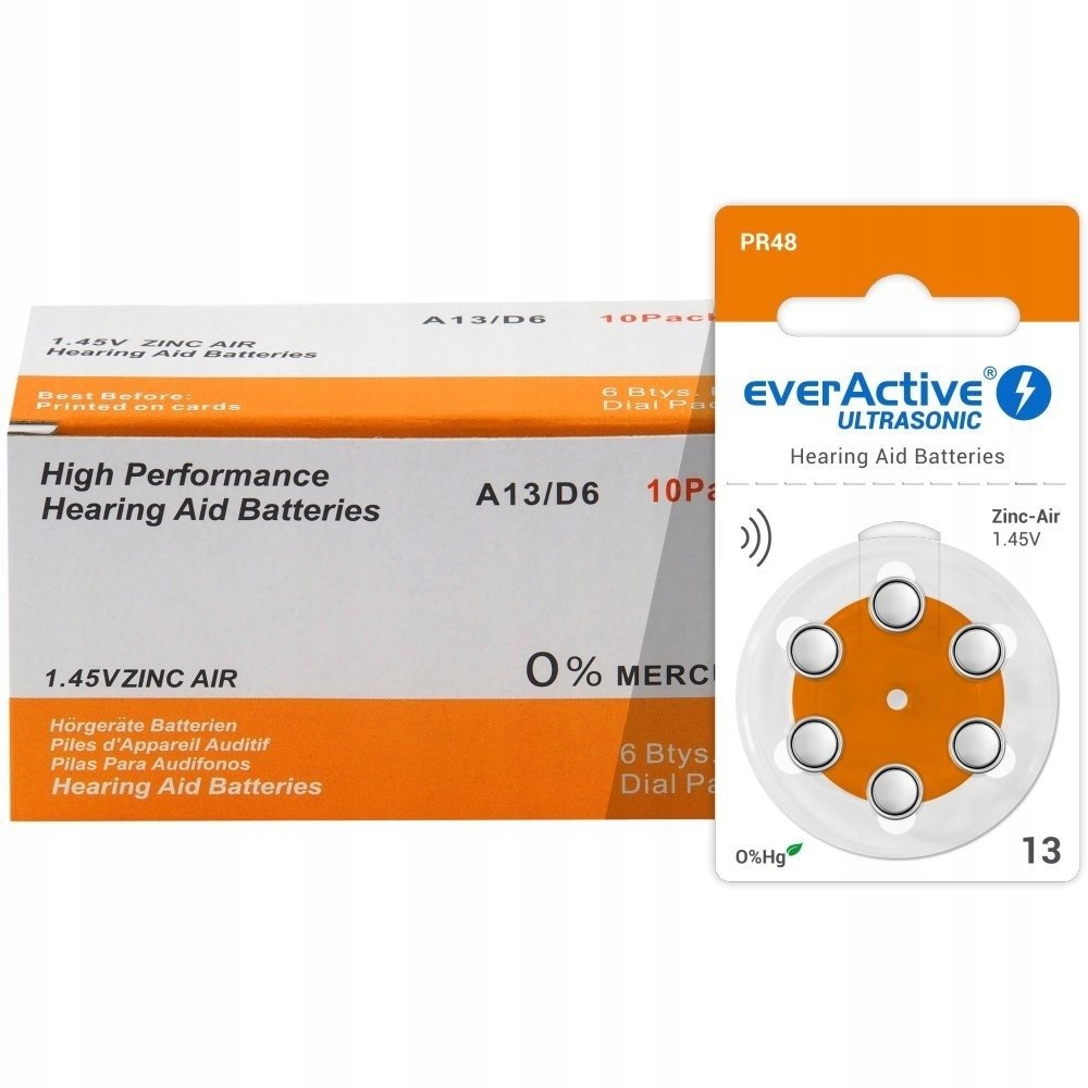 

Baterie do aparatu słuchowego everActive 13 60 szt