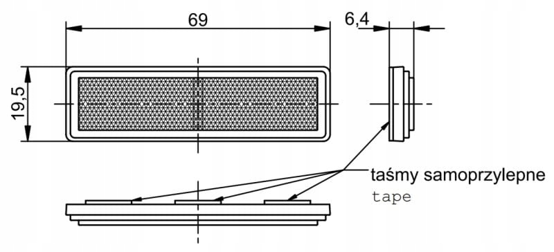 ODBLASK ODBLASKI PRZYKLEJANY WĄSKI BIAŁY 6,9x2 Producent części Inny