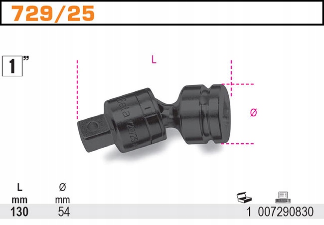 PRZEGUB UDAROWY 130MM Z GNIAZDEM 1'' BETA 729/25 Marka Beta
