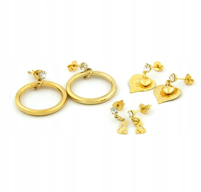 

Kolczyki Złote Z Cyrkoniami Celebrytka 3 Pary