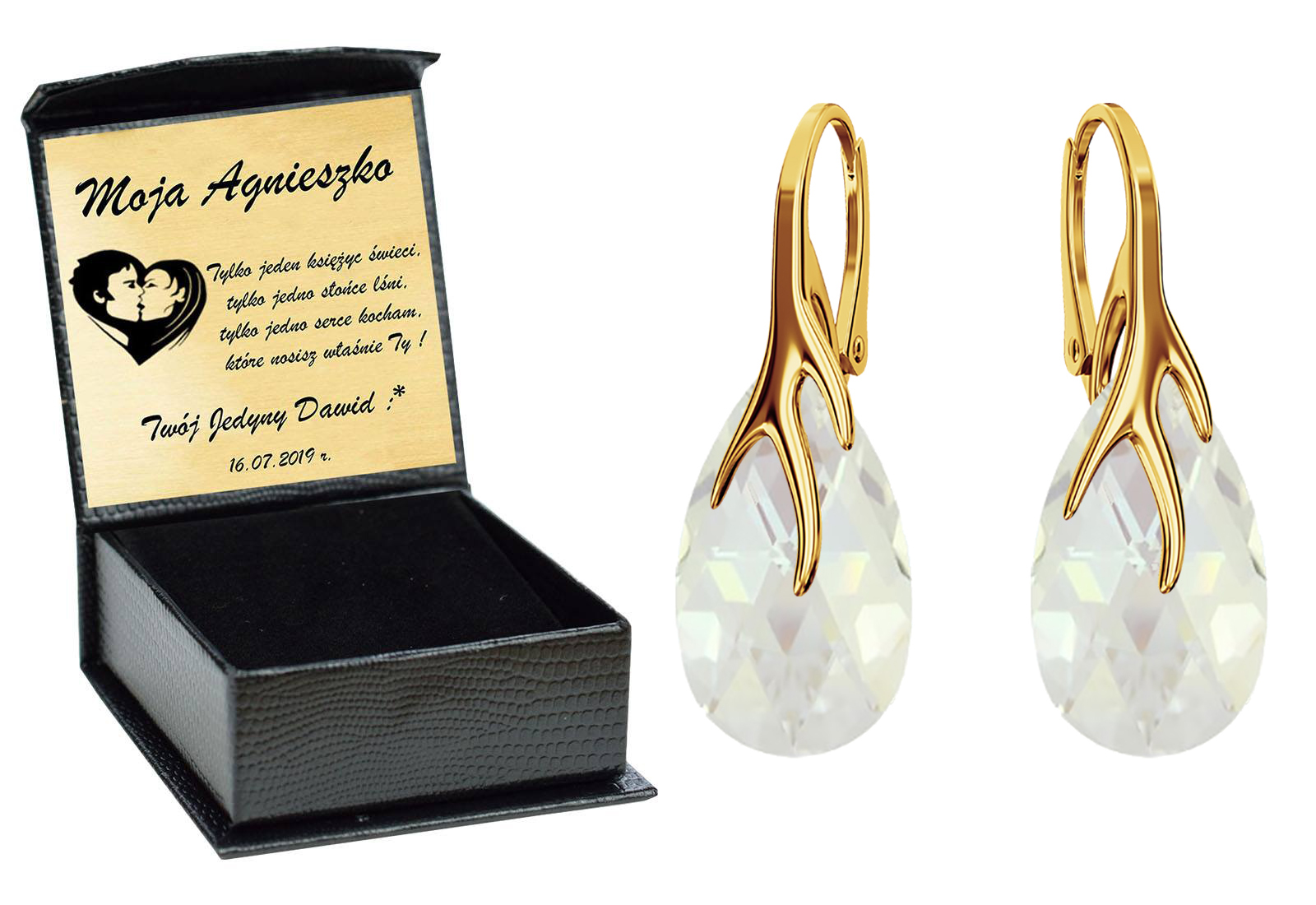 

Drapieżne Kolczyki Swarovski Złote 925 Grawer