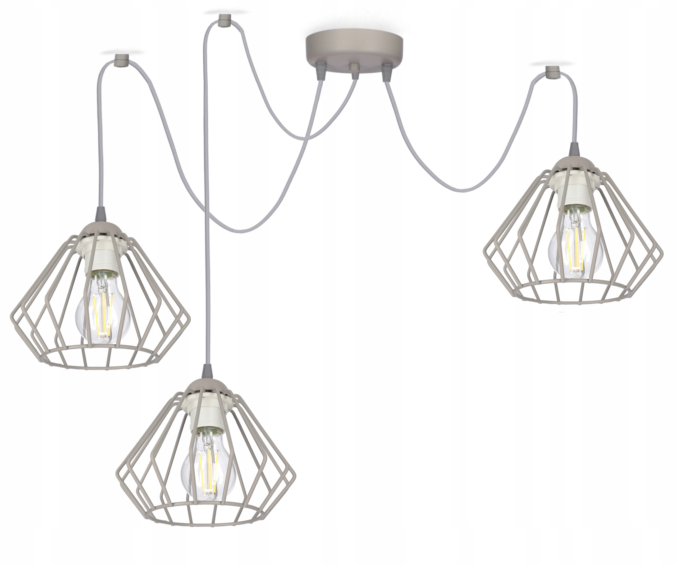 Lustr Závěsná Stropní Lampa Pavouk Drátěnka Drátěná 3 Šedá Stropní Svítidla