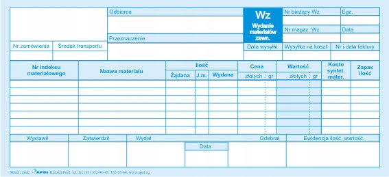 

Wydanie materiałów na zewnątrz Wz 1/3 A4 z logo!