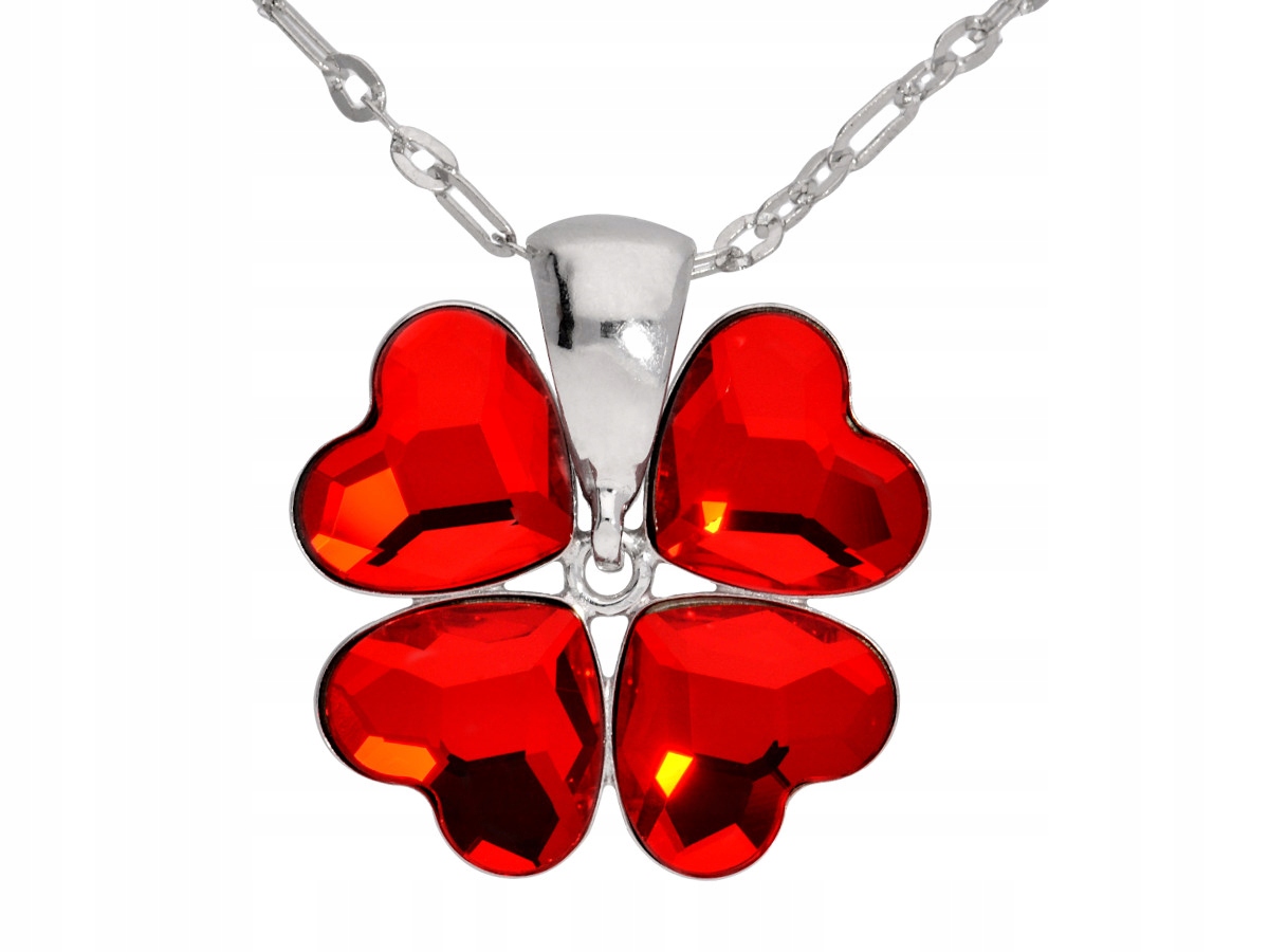 

Naszyjnik czerwony srebro 925 koniczyna Swarovski