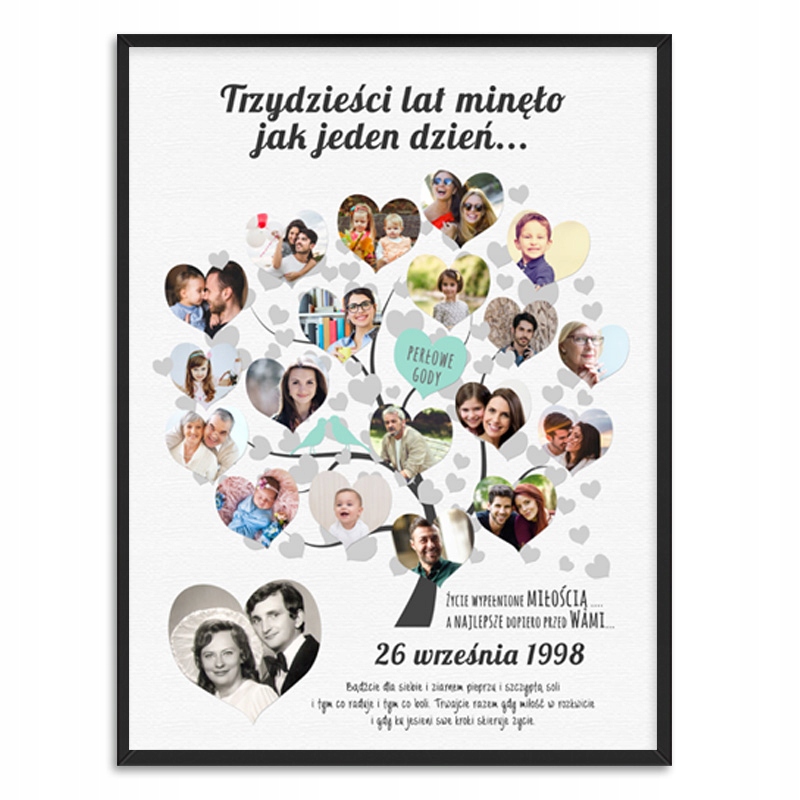 Prezent Plakat dowolna ROCZNICA ŚLUBU + ramka a3