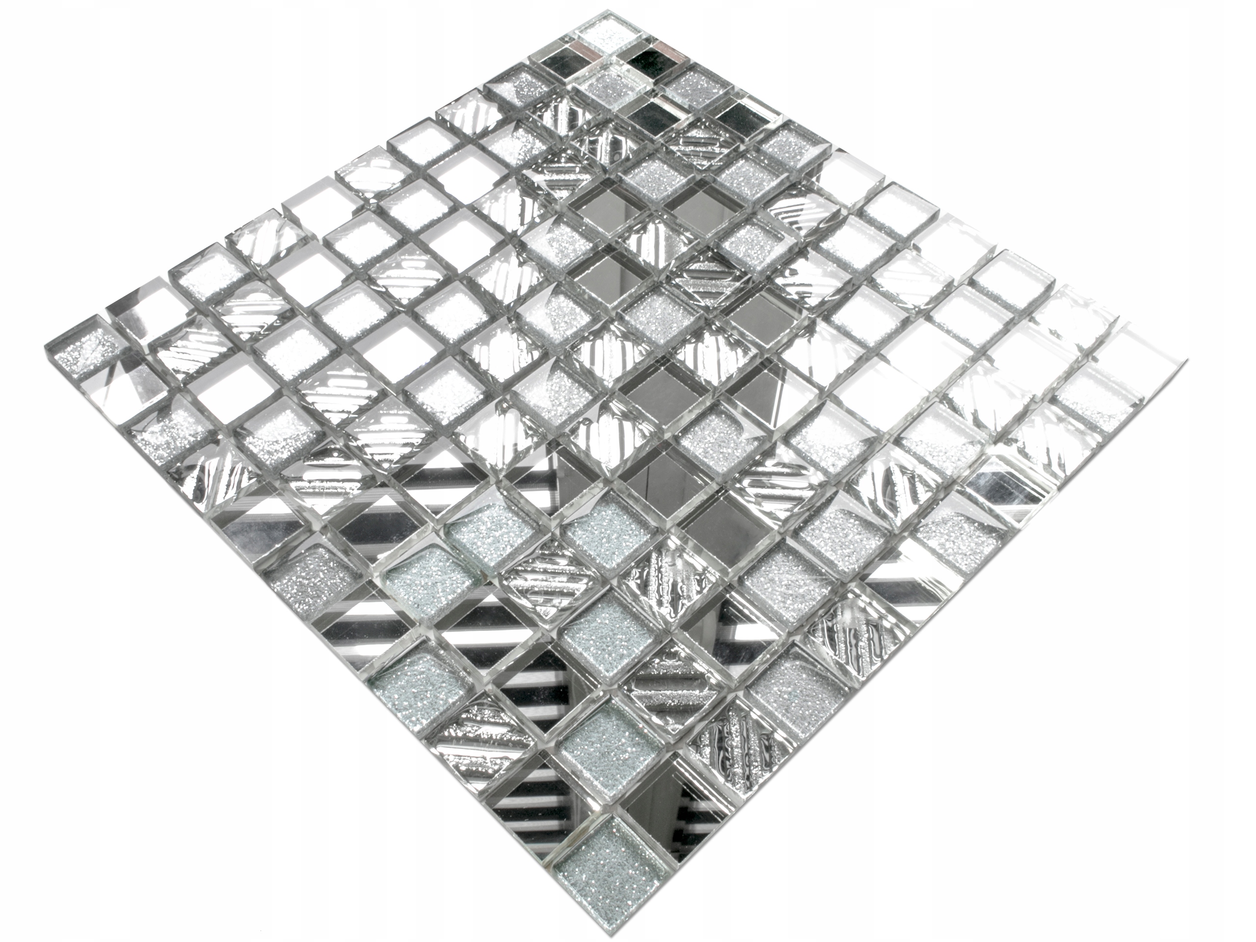 

Mozaika Szklana Silver Mirror Srebrna Lustro Blask