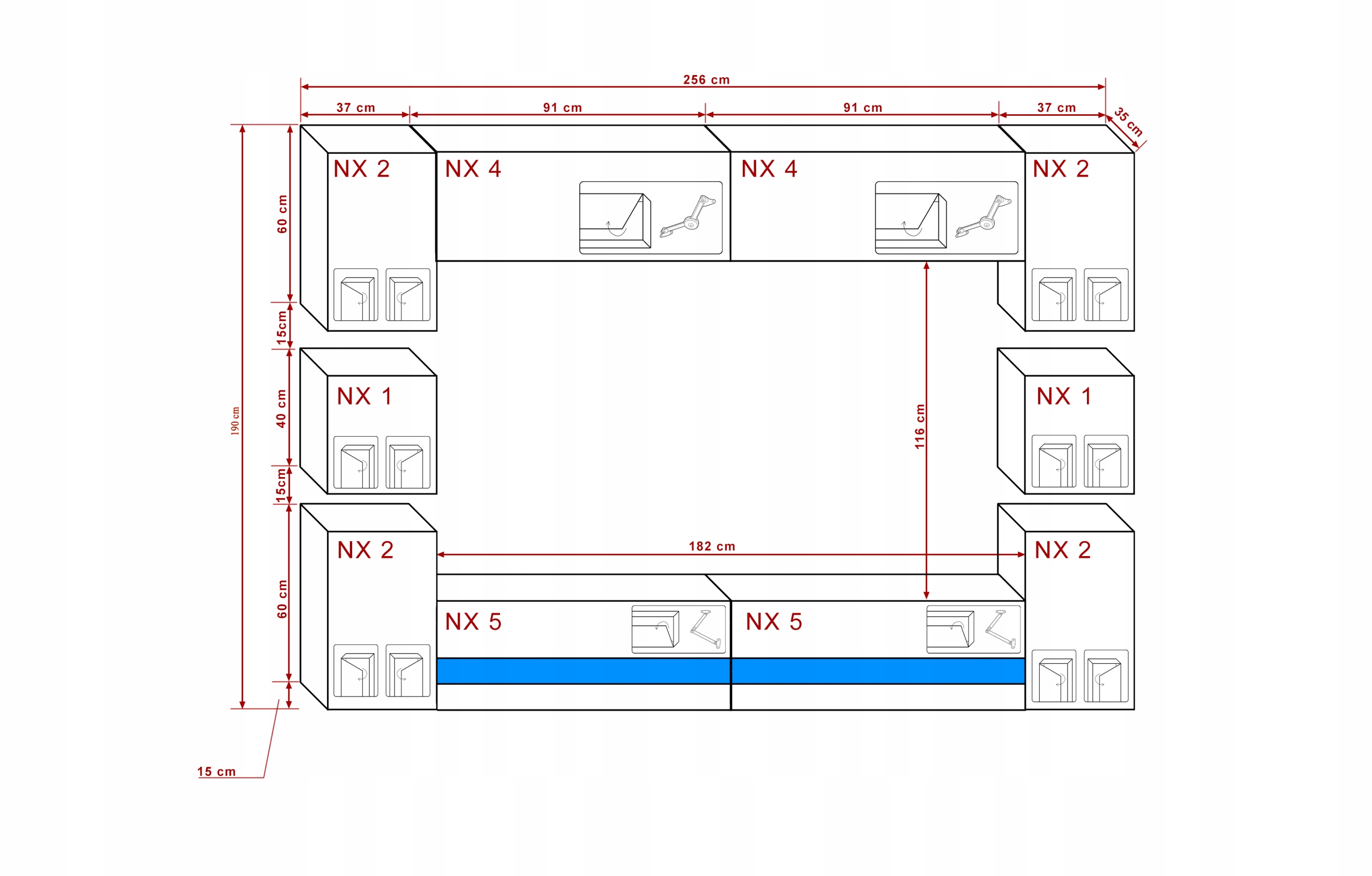 Meblościanka Zestaw Meble Ścianka Salon RTV N36 EAN (GTIN) 7625936318383