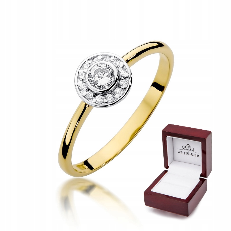 

Złoty 585 Pierścionek z Brylantami 0,21ct Grawer